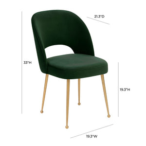 TOV Furniture Swell Velvet Dining Chair - Mid-Century Modern Glam with Plush Comfort & Gold Accents for Stylish Spaces Forest Green TOV-D6486