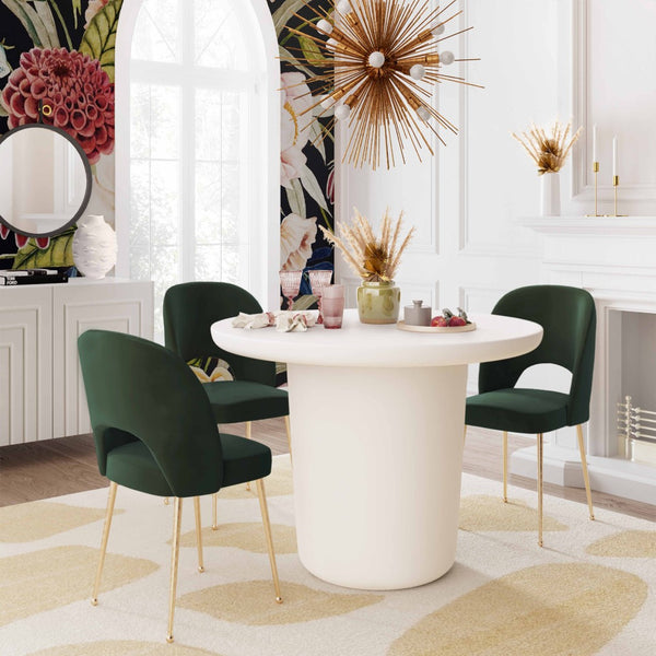 TOV Furniture Swell Velvet Dining Chair - Mid-Century Modern Glam with Plush Comfort & Gold Accents for Stylish Spaces Forest Green TOV-D6486