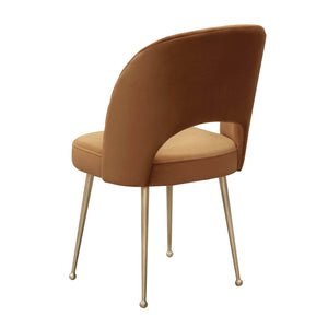 TOV Furniture Swell Velvet Dining Chair - Mid-Century Modern Glam with Plush Comfort & Gold Accents for Stylish Spaces Cognac TOV-D6487