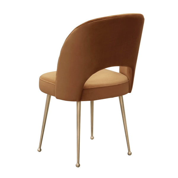TOV Furniture Swell Velvet Dining Chair - Mid-Century Modern Glam with Plush Comfort & Gold Accents for Stylish Spaces Cognac TOV-D6487