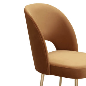 TOV Furniture Swell Velvet Dining Chair - Mid-Century Modern Glam with Plush Comfort & Gold Accents for Stylish Spaces Cognac TOV-D6487