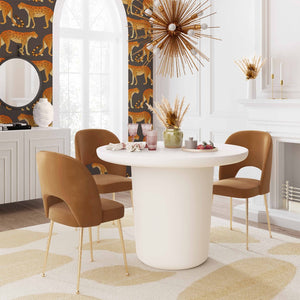 TOV Furniture Swell Velvet Dining Chair - Mid-Century Modern Glam with Plush Comfort & Gold Accents for Stylish Spaces Cognac TOV-D6487