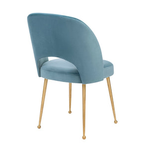 TOV Furniture Swell Velvet Dining Chair - Luxurious Mid-Century Modern Design with Gold Legs for Elegant Dining Spaces Sea Blue TOV-D66