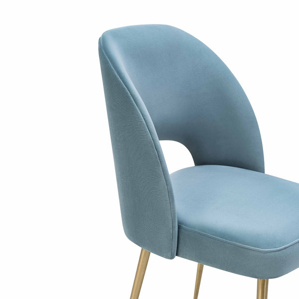 TOV Furniture Swell Velvet Dining Chair - Luxurious Mid-Century Modern Design with Gold Legs for Elegant Dining Spaces Sea Blue TOV-D66