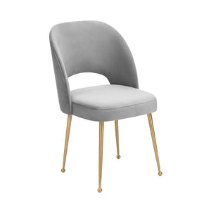 TOV Furniture Swell Velvet Dining Chair - Mid-Century Modern Glam with Plush Comfort & Gold Accents for Stylish Spaces Light Grey TOV-D68