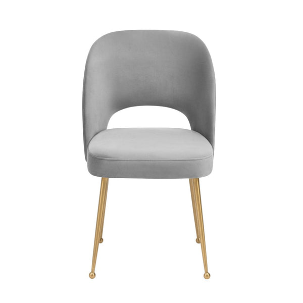 TOV Furniture Swell Velvet Dining Chair - Mid-Century Modern Glam with Plush Comfort & Gold Accents for Stylish Spaces Light Grey TOV-D68
