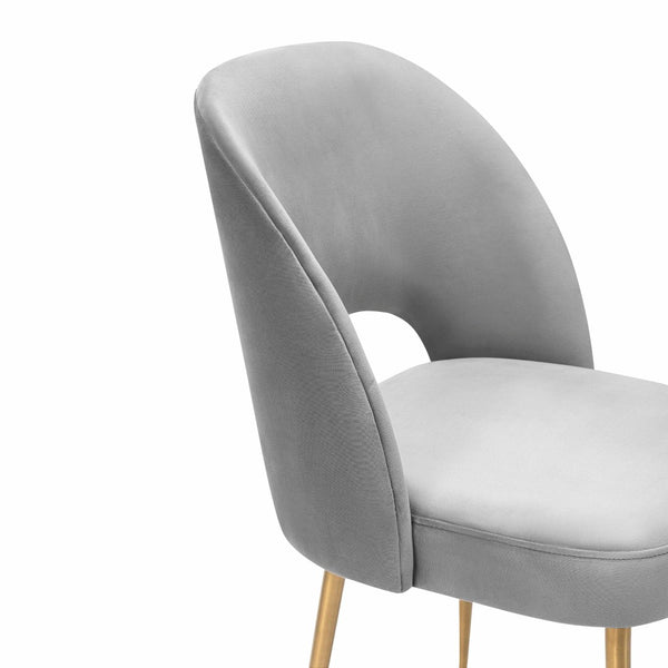 TOV Furniture Swell Velvet Dining Chair - Mid-Century Modern Glam with Plush Comfort & Gold Accents for Stylish Spaces Light Grey TOV-D68