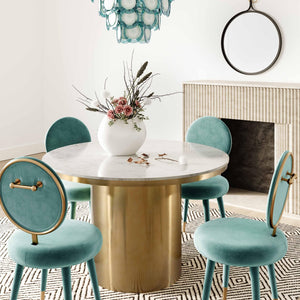 TOV Furniture Kylie Velvet Dining Chair - Luxurious Comfort with Gold-Tipped Legs for Modern Elegance in Dining Spaces Sea Blue TOV-D68126