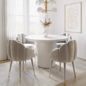 TOV Furniture Gardenia Plush Velvet Dining Chair with Gold Accents - Chic Design for Modern Dining Spaces Light Grey TOV-D68136