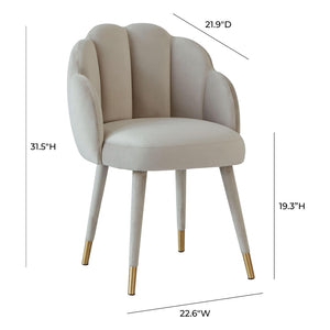 TOV Furniture Gardenia Plush Velvet Dining Chair with Gold Accents - Chic Design for Modern Dining Spaces Light Grey TOV-D68136