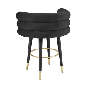 TOV Furniture Betty Velvet Stool - Chic Upholstered Seating with Gold Accents for Modern Kitchens and Bars Black / Counter Height TOV-D68227