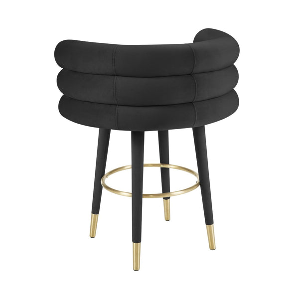 TOV Furniture Betty Velvet Stool - Chic Upholstered Seating with Gold Accents for Modern Kitchens and Bars Black / Counter Height TOV-D68227