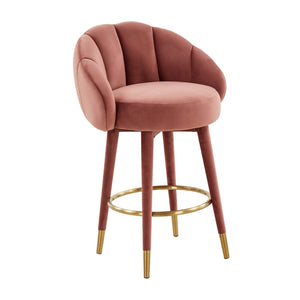 TOV Furniture Myla Velvet Swivel Stool - Chic Flower-Inspired Design with Plush Comfort for Your Kitchen or Bar Salmon / Counter Height TOV-D68239