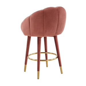 TOV Furniture Myla Velvet Swivel Stool - Chic Flower-Inspired Design with Plush Comfort for Your Kitchen or Bar Salmon / Counter Height TOV-D68239