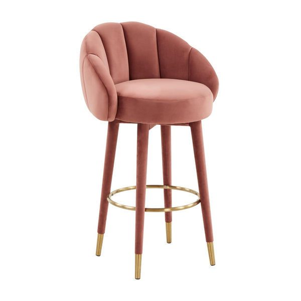 TOV Furniture Myla Velvet Swivel Stool - Chic Flower-Inspired Design with Plush Comfort for Your Kitchen or Bar Salmon / Bar Height TOV-D68240