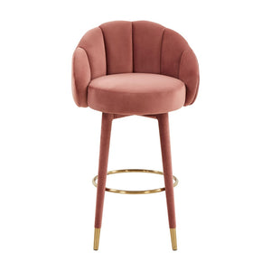TOV Furniture Myla Velvet Swivel Stool - Chic Flower-Inspired Design with Plush Comfort for Your Kitchen or Bar Salmon / Bar Height TOV-D68240