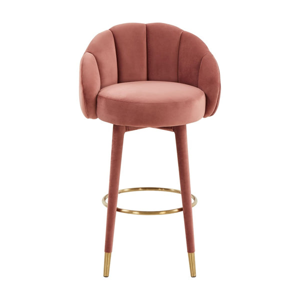 TOV Furniture Myla Velvet Swivel Stool - Chic Flower-Inspired Design with Plush Comfort for Your Kitchen or Bar Salmon / Bar Height TOV-D68240