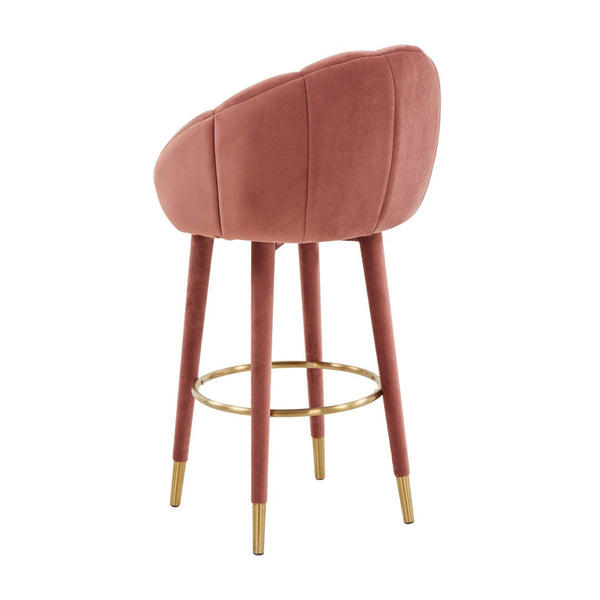 TOV Furniture Myla Velvet Swivel Stool - Chic Flower-Inspired Design with Plush Comfort for Your Kitchen or Bar Salmon / Bar Height TOV-D68240