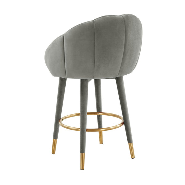 TOV Furniture Myla Velvet Swivel Stool - Chic Flower-Inspired Design with Plush Comfort for Your Kitchen or Bar Light Grey / Counter Height TOV-D68241