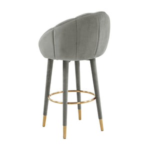 TOV Furniture Myla Velvet Swivel Stool - Chic Flower-Inspired Design with Plush Comfort for Your Kitchen or Bar Light Grey / Bar Height TOV-D68242