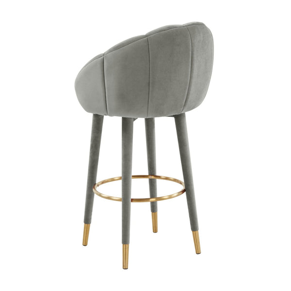 TOV Furniture Myla Velvet Swivel Stool - Chic Flower-Inspired Design with Plush Comfort for Your Kitchen or Bar Light Grey / Bar Height TOV-D68242