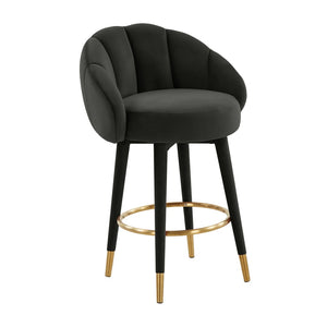 TOV Furniture Myla Velvet Swivel Stool - Chic Flower-Inspired Design with Plush Comfort for Your Kitchen or Bar Black / Counter Height TOV-D68243