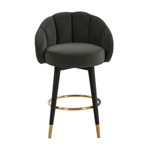 TOV Furniture Myla Velvet Swivel Stool - Chic Flower-Inspired Design with Plush Comfort for Your Kitchen or Bar Black / Counter Height TOV-D68243