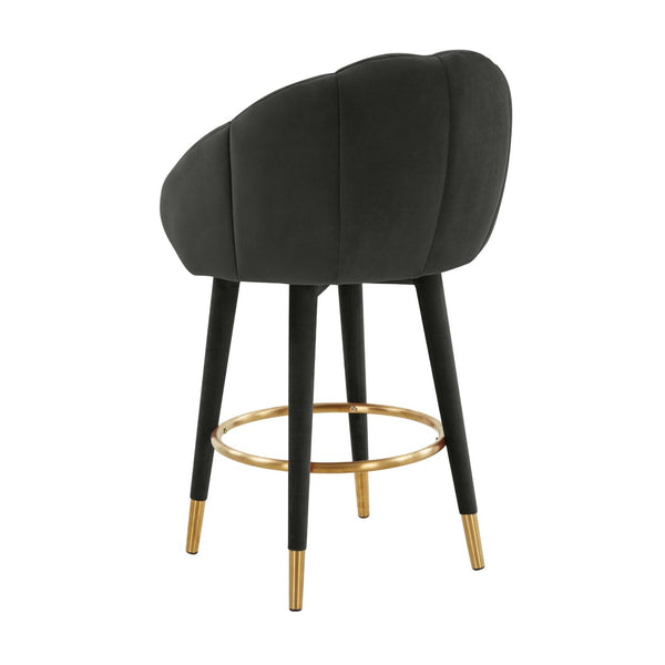 TOV Furniture Myla Velvet Swivel Stool - Chic Flower-Inspired Design with Plush Comfort for Your Kitchen or Bar Black / Counter Height TOV-D68243