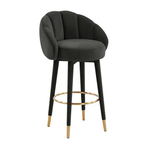 TOV Furniture Myla Velvet Swivel Stool - Chic Flower-Inspired Design with Plush Comfort for Your Kitchen or Bar Black / Bar Height TOV-D68244