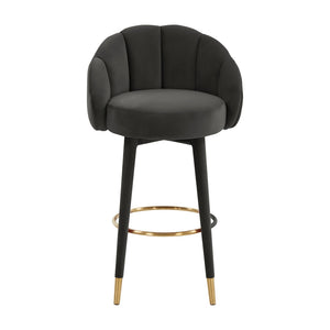 TOV Furniture Myla Velvet Swivel Stool - Chic Flower-Inspired Design with Plush Comfort for Your Kitchen or Bar Black / Bar Height TOV-D68244