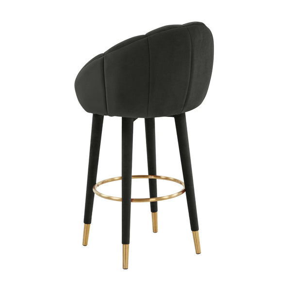 TOV Furniture Myla Velvet Swivel Stool - Chic Flower-Inspired Design with Plush Comfort for Your Kitchen or Bar Black / Bar Height TOV-D68244