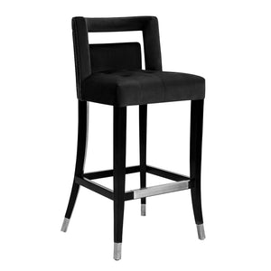 TOV Furniture Hart Velvet Stool – Luxurious Upholstered Design with Artisanal Nailheads for Modern Elegance Black / Bar Height TOV-D68245