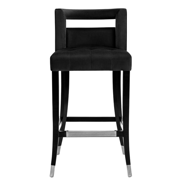 TOV Furniture Hart Velvet Stool – Luxurious Upholstered Design with Artisanal Nailheads for Modern Elegance Black / Bar Height TOV-D68245