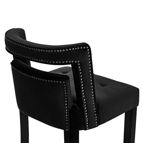 TOV Furniture Hart Velvet Stool – Luxurious Upholstered Design with Artisanal Nailheads for Modern Elegance Black / Bar Height TOV-D68245