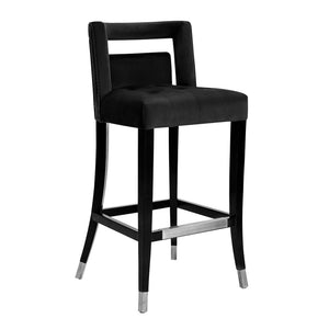 TOV Furniture Hart Velvet Stool – Luxurious Upholstered Design with Artisanal Nailheads for Modern Elegance Black / Counter Height TOV-D68246