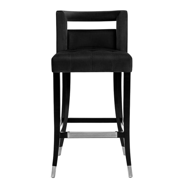 TOV Furniture Hart Velvet Stool – Luxurious Upholstered Design with Artisanal Nailheads for Modern Elegance Black / Counter Height TOV-D68246