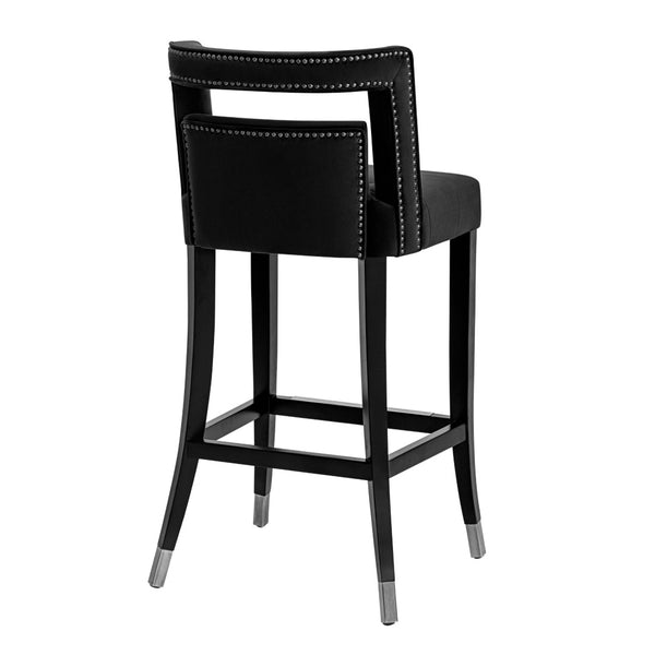 TOV Furniture Hart Velvet Stool – Luxurious Upholstered Design with Artisanal Nailheads for Modern Elegance Black / Counter Height TOV-D68246