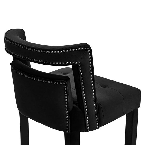 TOV Furniture Hart Velvet Stool – Luxurious Upholstered Design with Artisanal Nailheads for Modern Elegance Black / Counter Height TOV-D68246