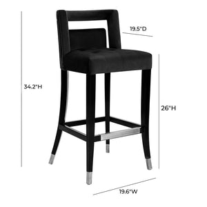 TOV Furniture Hart Velvet Stool – Luxurious Upholstered Design with Artisanal Nailheads for Modern Elegance Black / Counter Height TOV-D68246