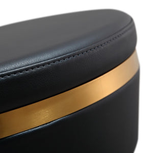 TOV Furniture Astro Stool - Elegant Vegan Leather Adjustable Bar Seating with Plush Cushion and Gold Accents Black TOV-D68297