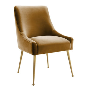 TOV Furniture Beatrix Velvet Side Chair - Chic Comfort with Gold Accents for Dining Rooms, Living Spaces & More Cognac TOV-D68305
