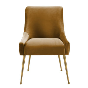 TOV Furniture Beatrix Velvet Side Chair - Chic Comfort with Gold Accents for Dining Rooms, Living Spaces & More Cognac TOV-D68305