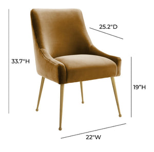 TOV Furniture Beatrix Velvet Side Chair - Chic Comfort with Gold Accents for Dining Rooms, Living Spaces & More Cognac TOV-D68305