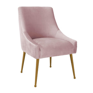 TOV Furniture Beatrix Luxurious Pleated Velvet Side Chair with Gold Accents - Ideal for Dining or Accent Seating Mauve TOV-D68313