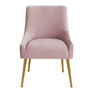 TOV Furniture Beatrix Luxurious Pleated Velvet Side Chair with Gold Accents - Ideal for Dining or Accent Seating Mauve TOV-D68313