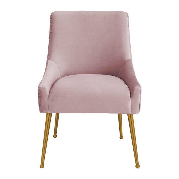 TOV Furniture Beatrix Luxurious Pleated Velvet Side Chair with Gold Accents - Ideal for Dining or Accent Seating Mauve TOV-D68313