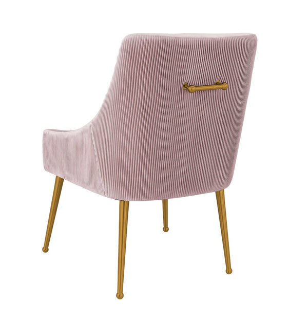 TOV Furniture Beatrix Luxurious Pleated Velvet Side Chair with Gold Accents - Ideal for Dining or Accent Seating Mauve TOV-D68313
