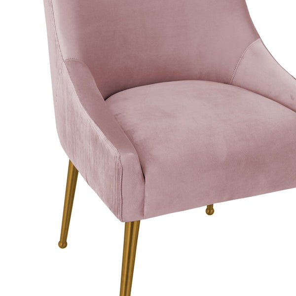 TOV Furniture Beatrix Luxurious Pleated Velvet Side Chair with Gold Accents - Ideal for Dining or Accent Seating Mauve TOV-D68313