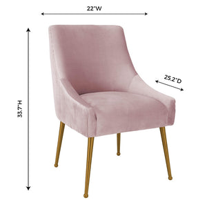 TOV Furniture Beatrix Luxurious Pleated Velvet Side Chair with Gold Accents - Ideal for Dining or Accent Seating Mauve TOV-D68313