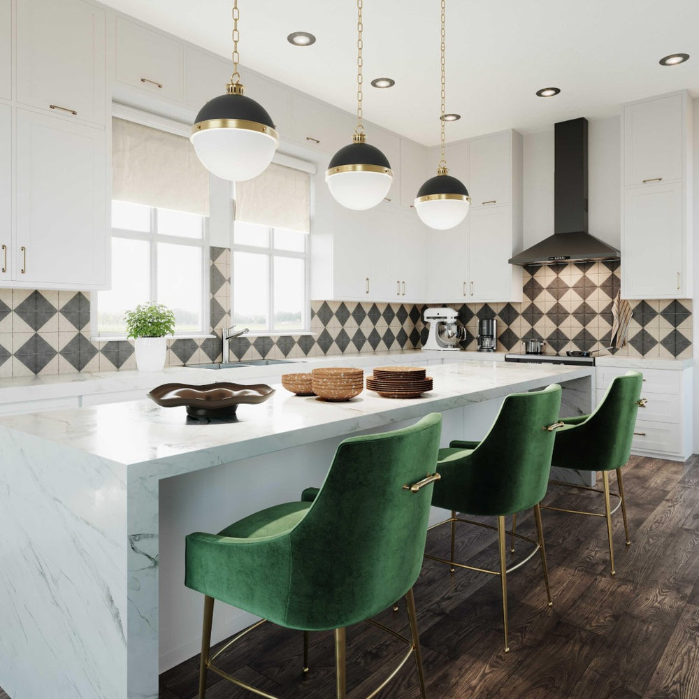 TOV Furniture Beatrix Velvet Stool - Luxurious Upholstered Seating with Gold Accents for Modern Home Elegance Green / Counter Height TOV-D68341